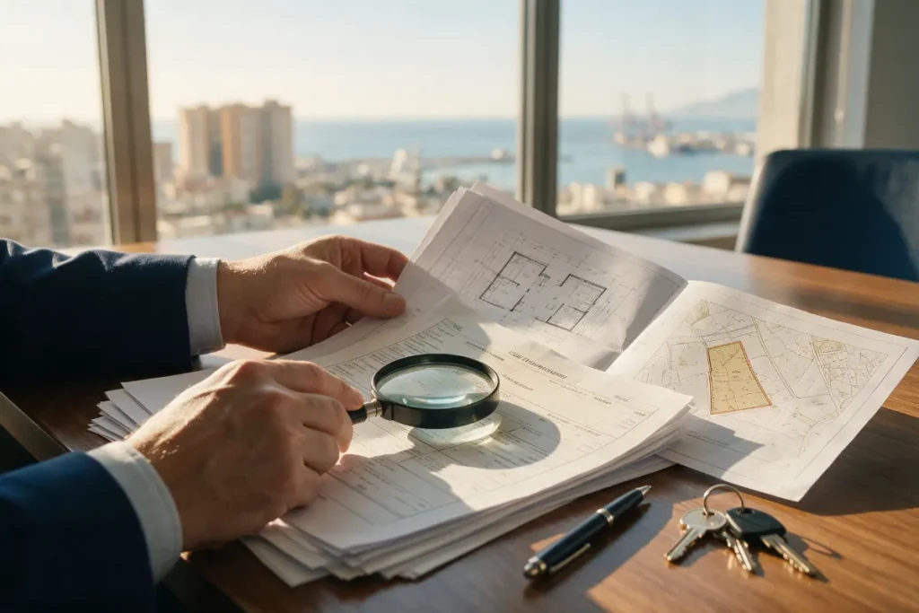 Lawyer reviewing property documents for a purchase in Málaga